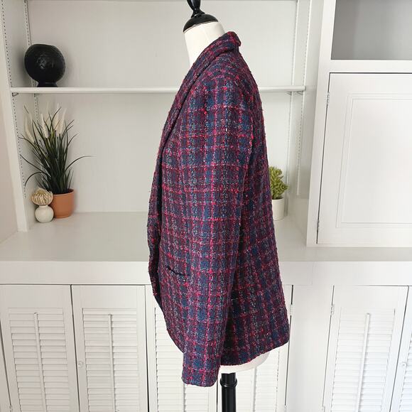 Amanda Uprichard Plaid Blazer in Red and Blue - Picture 4 of 9